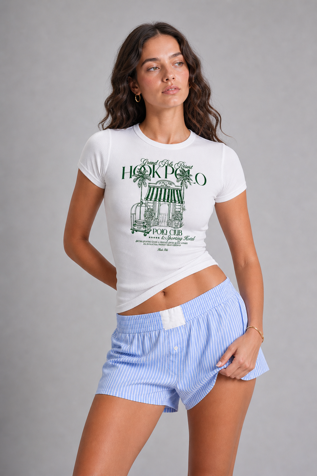 Women's Polo Resort Ribbed Tee - White