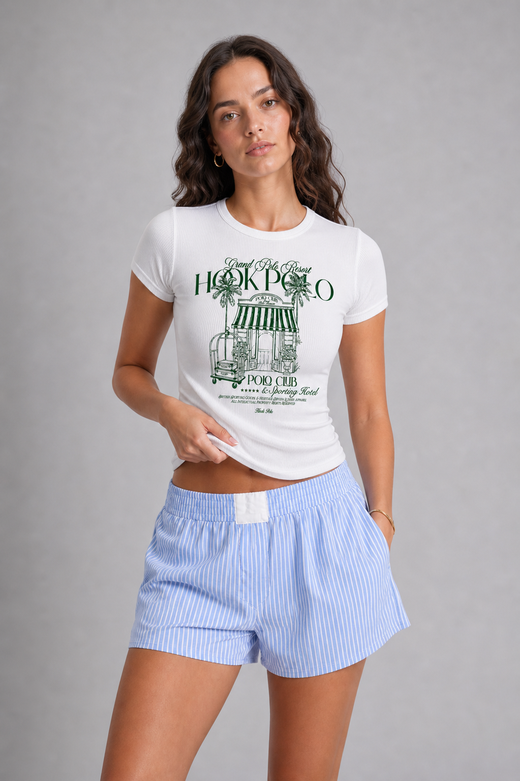 Women's Polo Resort Ribbed Tee - White