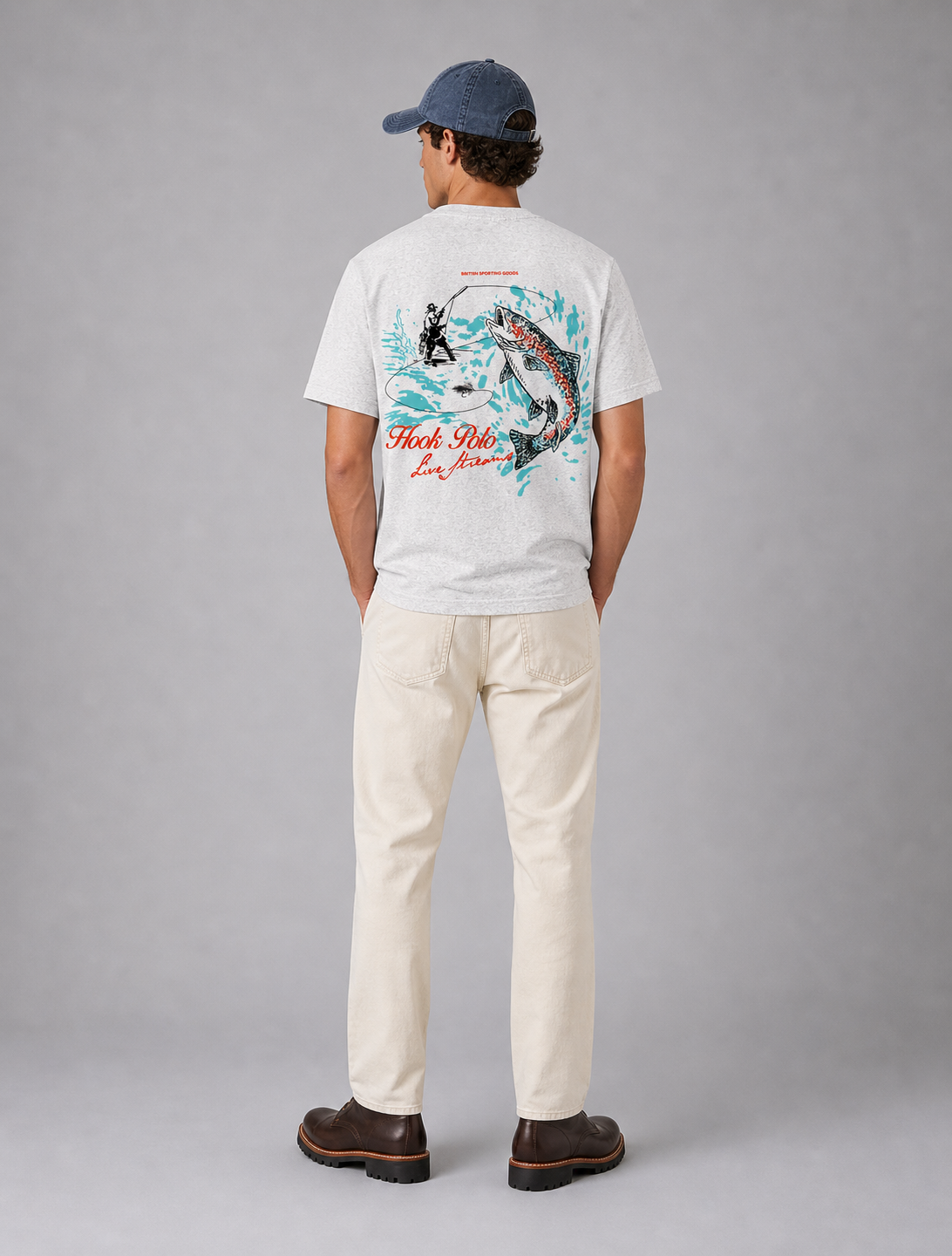 Fly Fishing Tee - Cool Grey