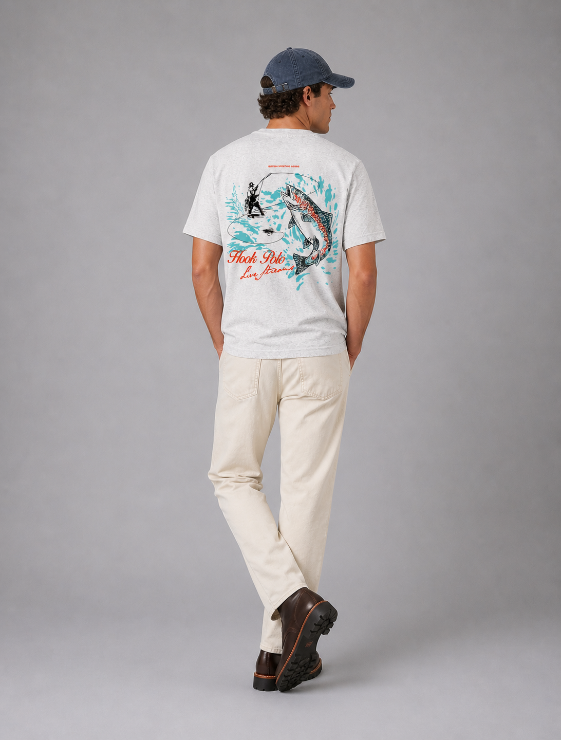 Fly Fishing Tee - Cool Grey