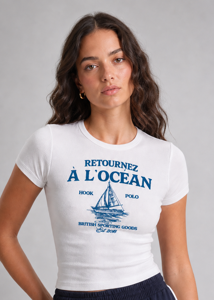 Women's Ocean Ribbed Tee -  White
