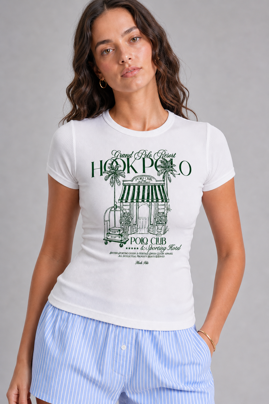 Women's Polo Resort Ribbed Tee -  White