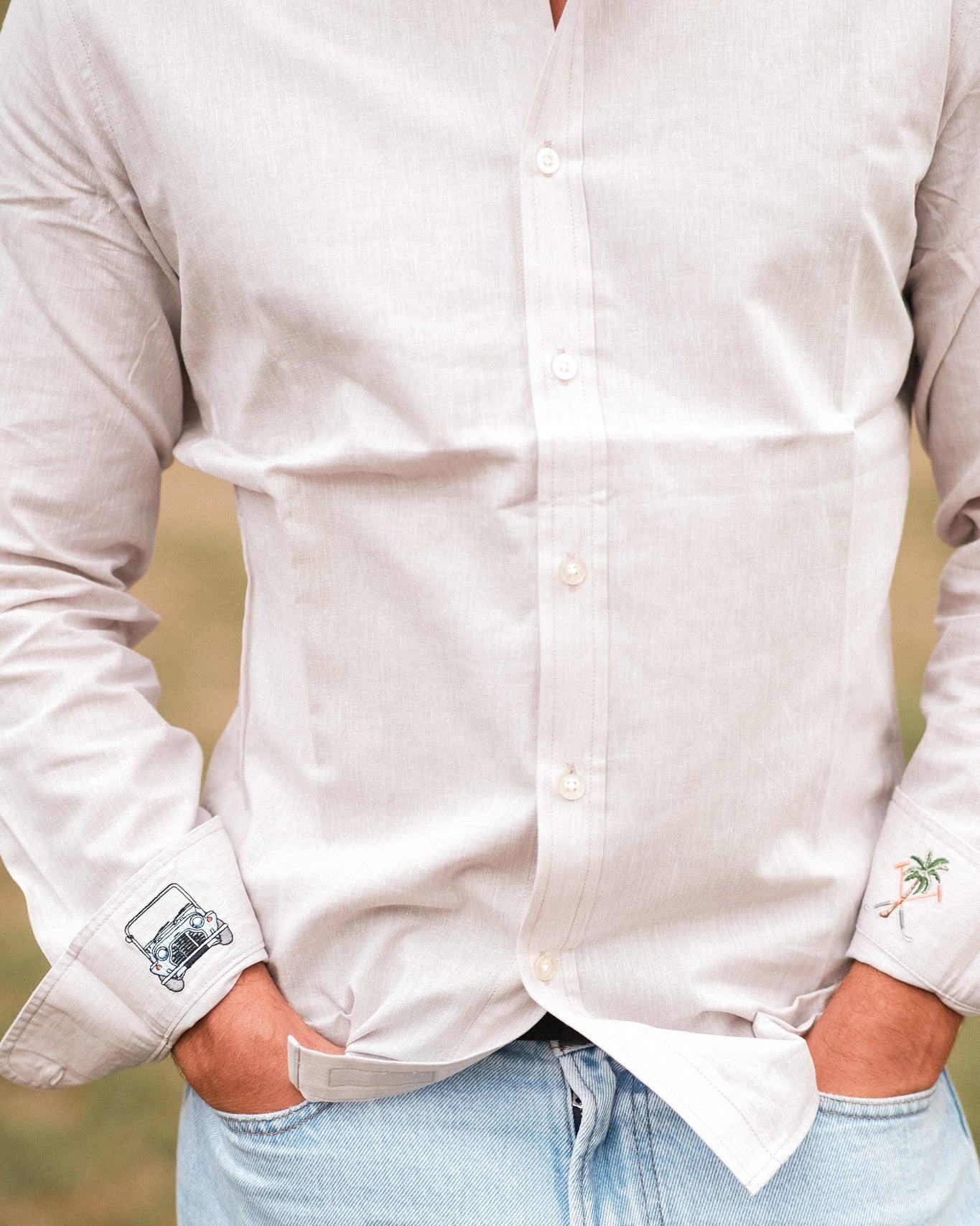 Khaki Cotton/Linen Shirt