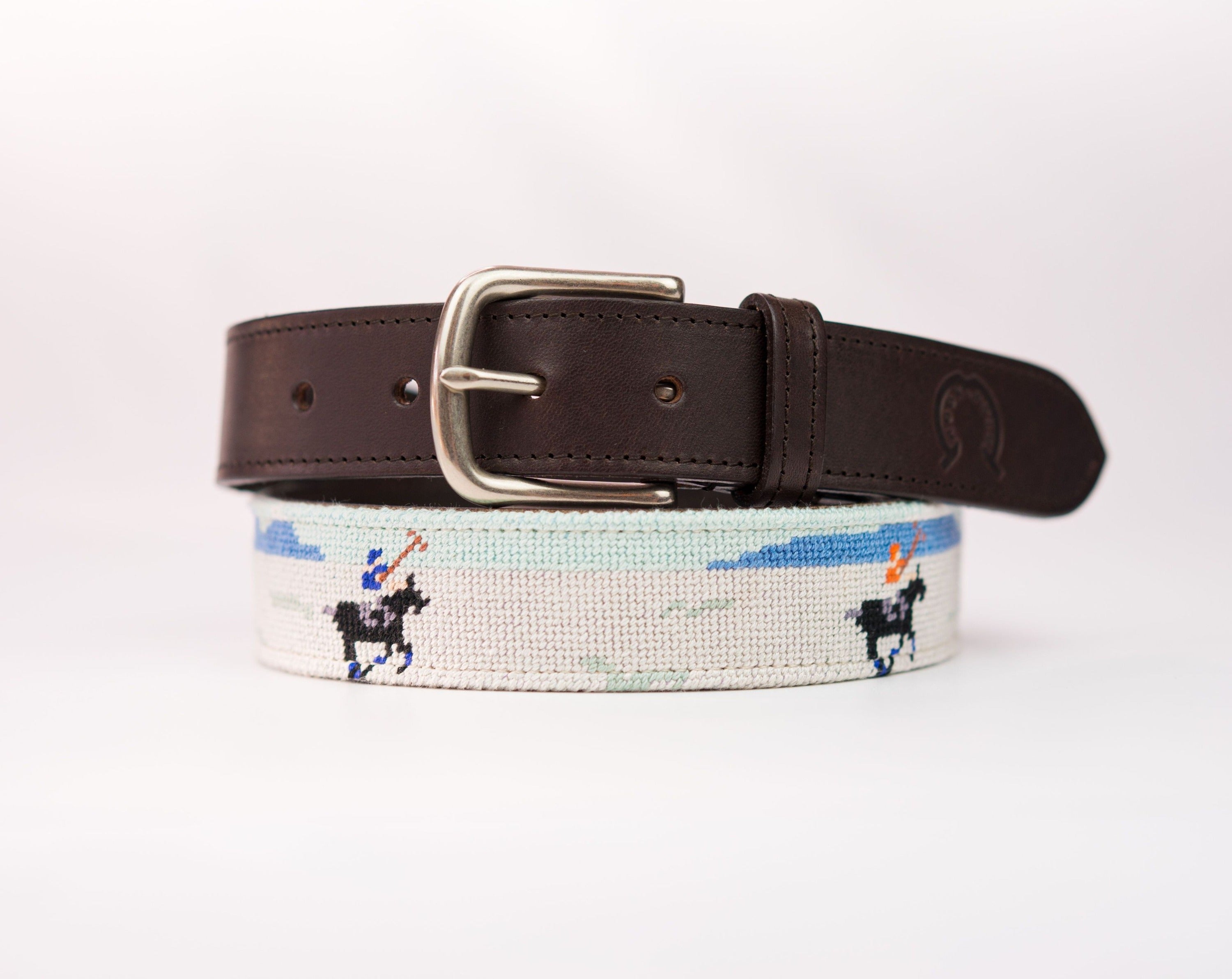 Needlepoint Belt - Snow Polo