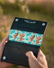 Travel Wallet - Black Leather Tigers