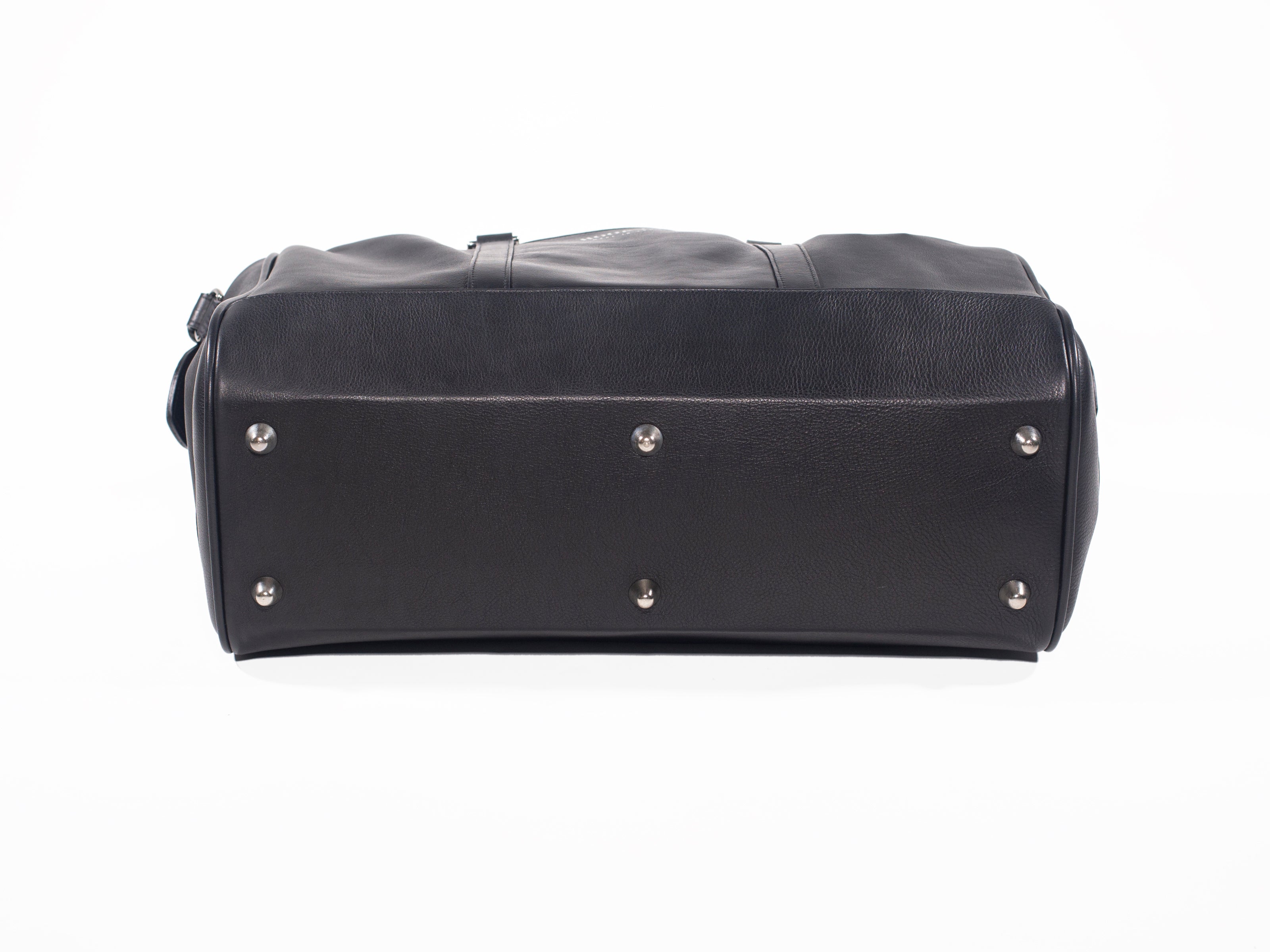 Black Leather Holdall Bag - Elephant Polo Print