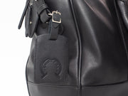 Black Leather Holdall Bag - Elephant Polo Print