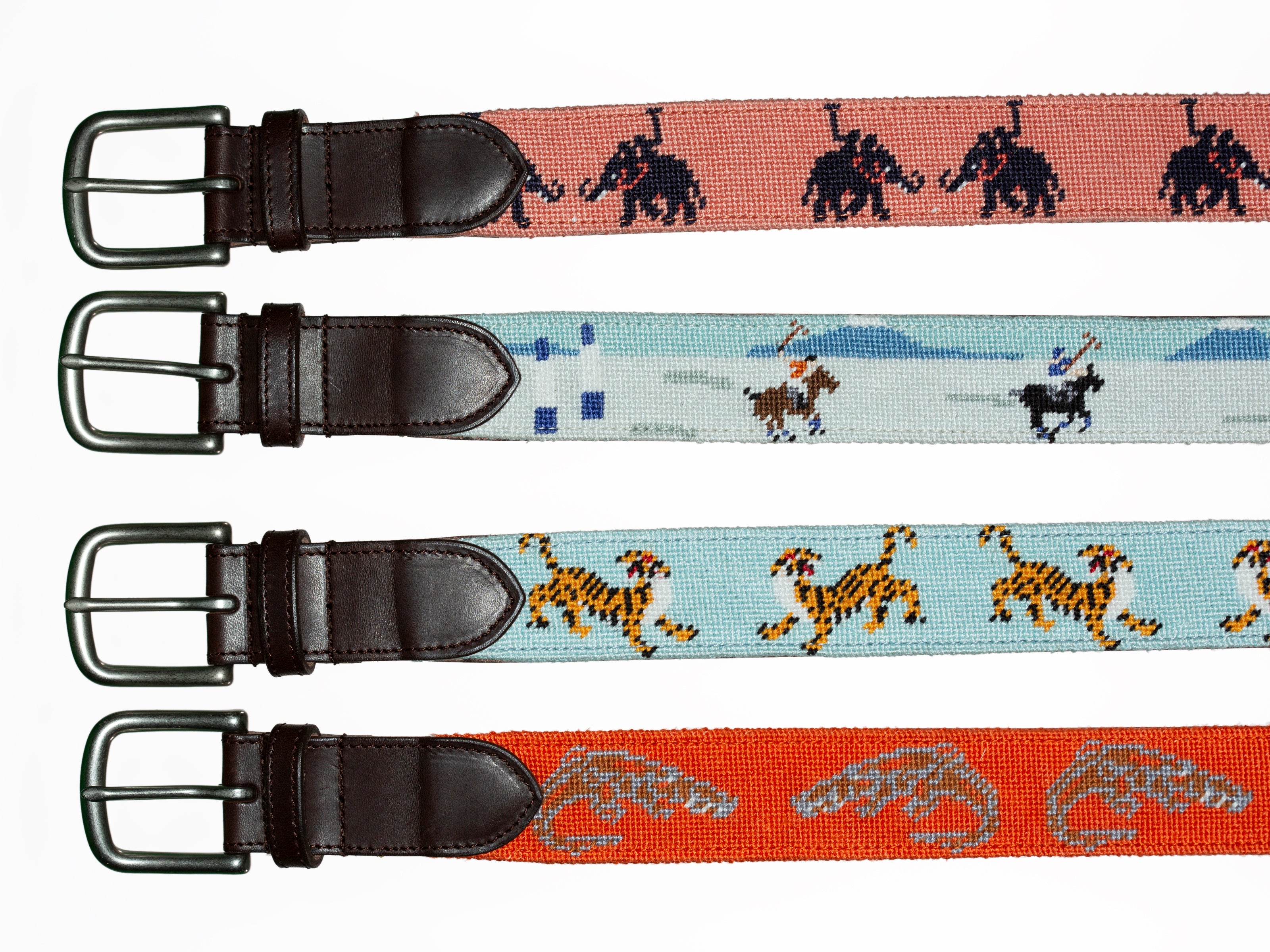 Needlepoint Belt - Elephant Polo